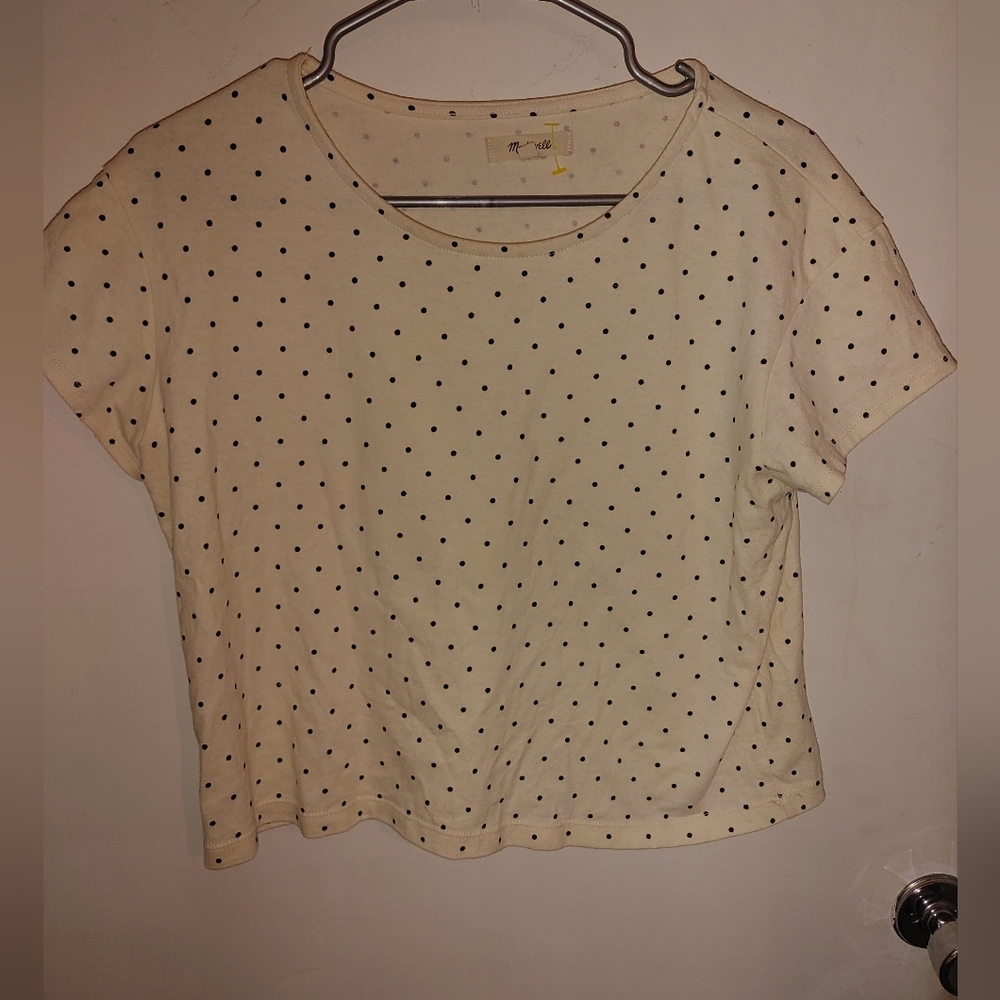 Madewell Cap-Sleeve Boxy Tee In Polka Dot Sz.S - Picture 4 of 9